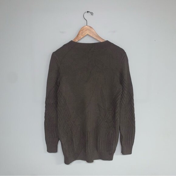 Athleta Sweater Women's Size Extra Small Oversized Coffee Brown V-neck Long Knit - Picture 8 of 12
